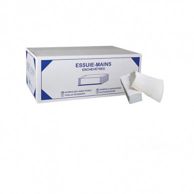 Essuie-mains 22x34cm 100 fts extra blancs pliage enchevetre w