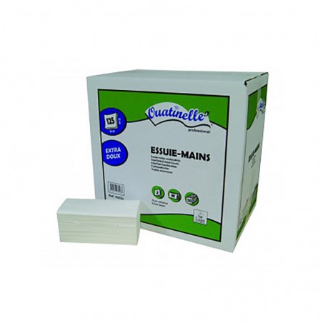 Essuie-mains 22x34cm 125 fts pure ouate Ecolabel 2x19gr pliage enchevetre w lisse