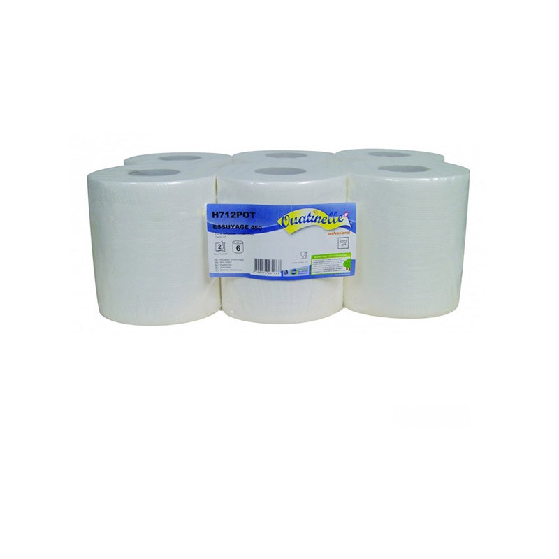 Essuie-mains devidage central 18,5x22cm 450 fts Ecolabel