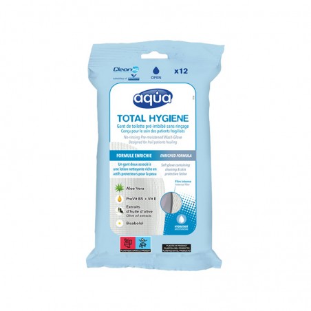 Gants de toilette pré-imibibés parfumés Aqua Total Hygiene